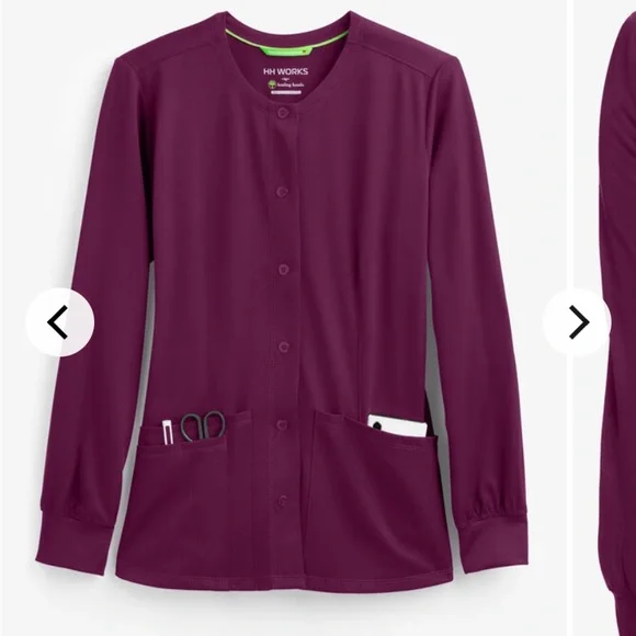 Scrub HH Works by Healing Hands Megan Women's 4-Pocket STRETCH Round Nec… - Picture 3 of 11